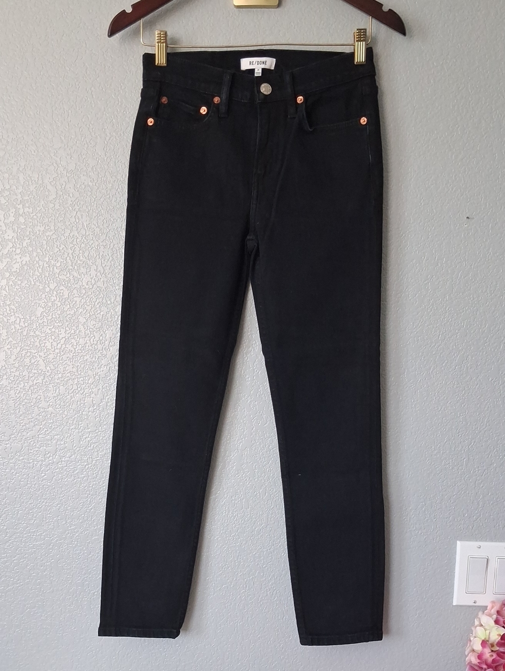 Re/Done Black Skinny High-Rise Jeans